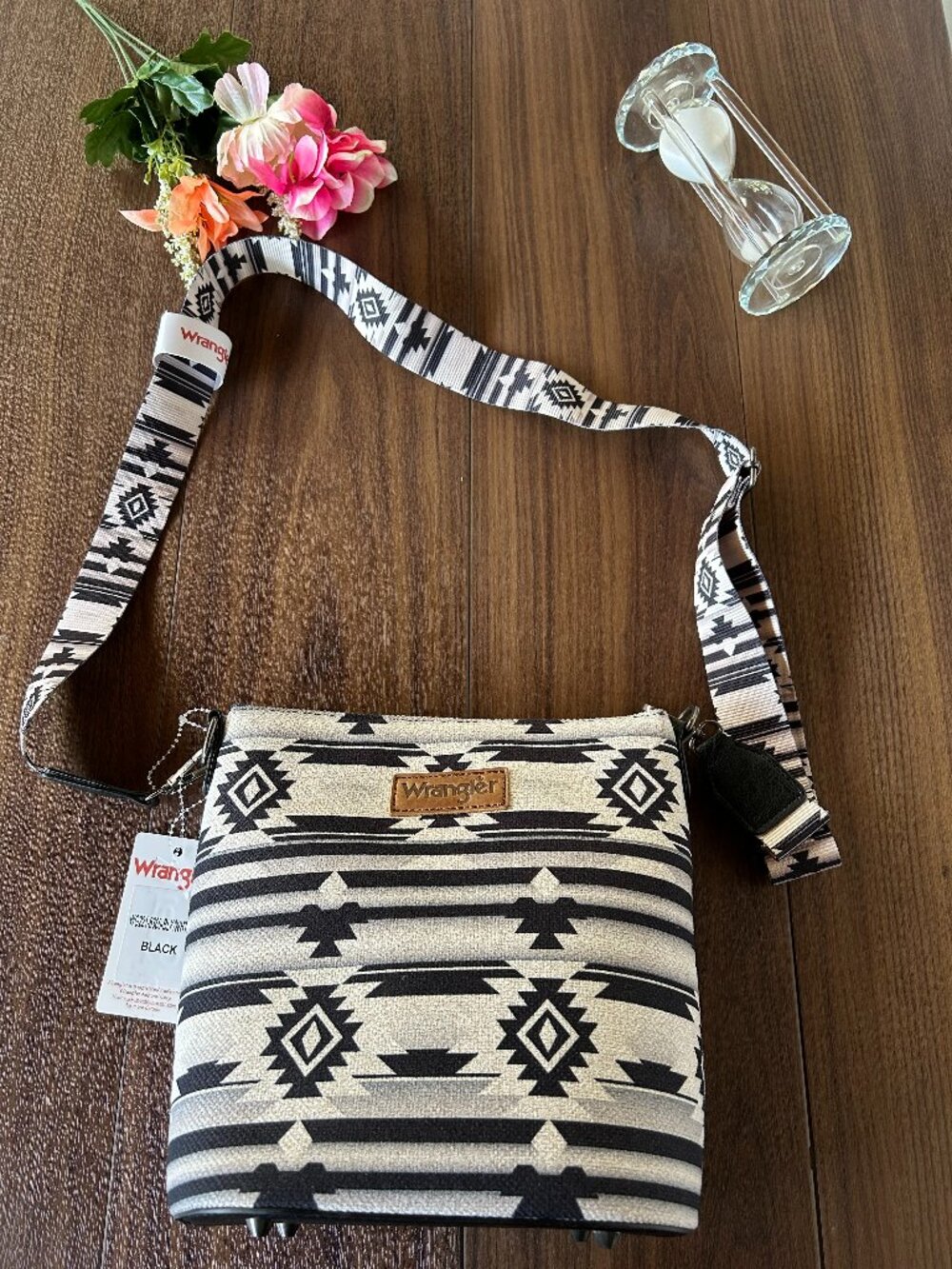 Wrangler Aztec Crossbody Bags Black Southwestern Print Canvas Shoulder Purse